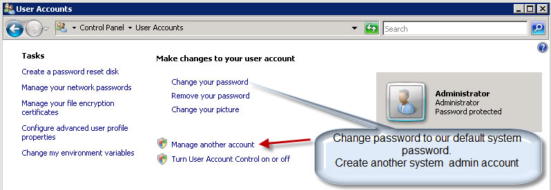 change admin password