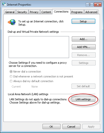 Choose LAN settings