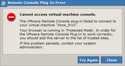 remote console plug in error