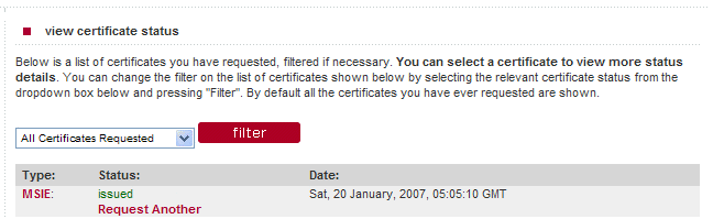 View Certificate Status